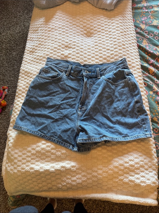 Collusion Pants - High-Rise Light Blue Denim Shorts with Front Pockets